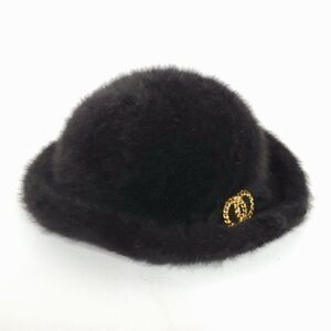 Vintage Womens Kangol Cloche Bowler Hat Angora Blend Winter Hat Black